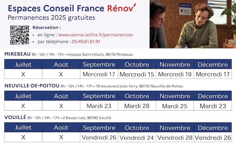 espaces conseil France Renov - Permanences 2025