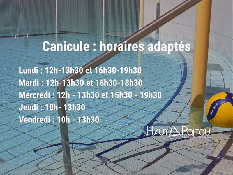 Horaires adaptés : Piscine intercommunale à Neuville-de-Poitou